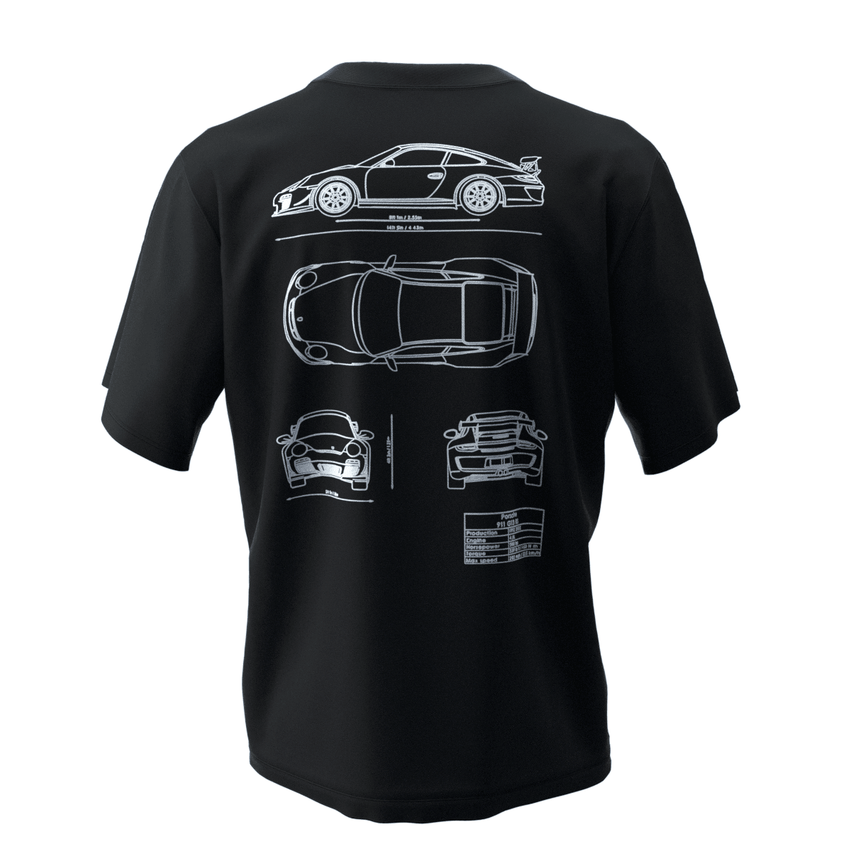 PORSCHE Siyah Oversize Kalıp T-Shirt