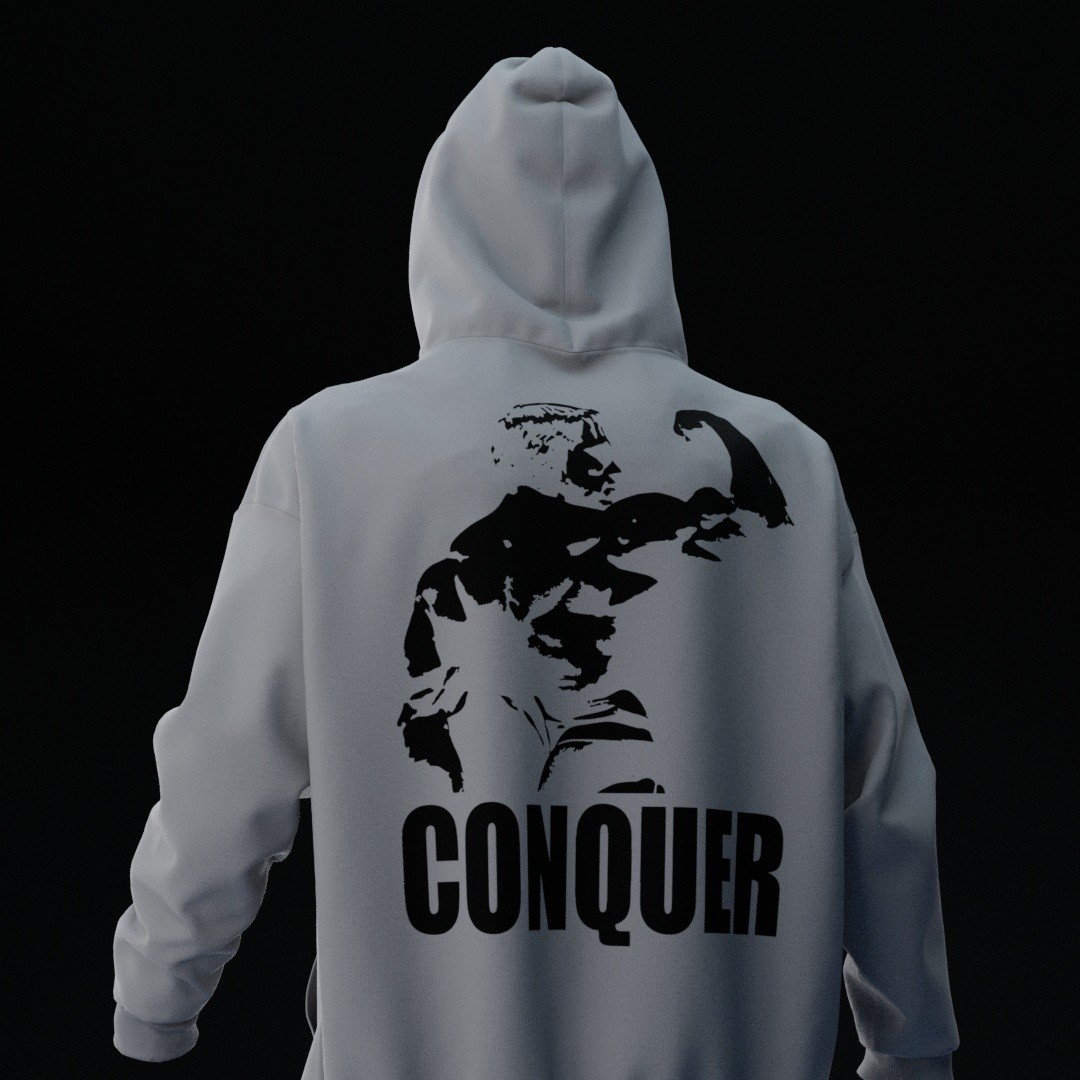 CONQUER Gri Oversize Hoodie