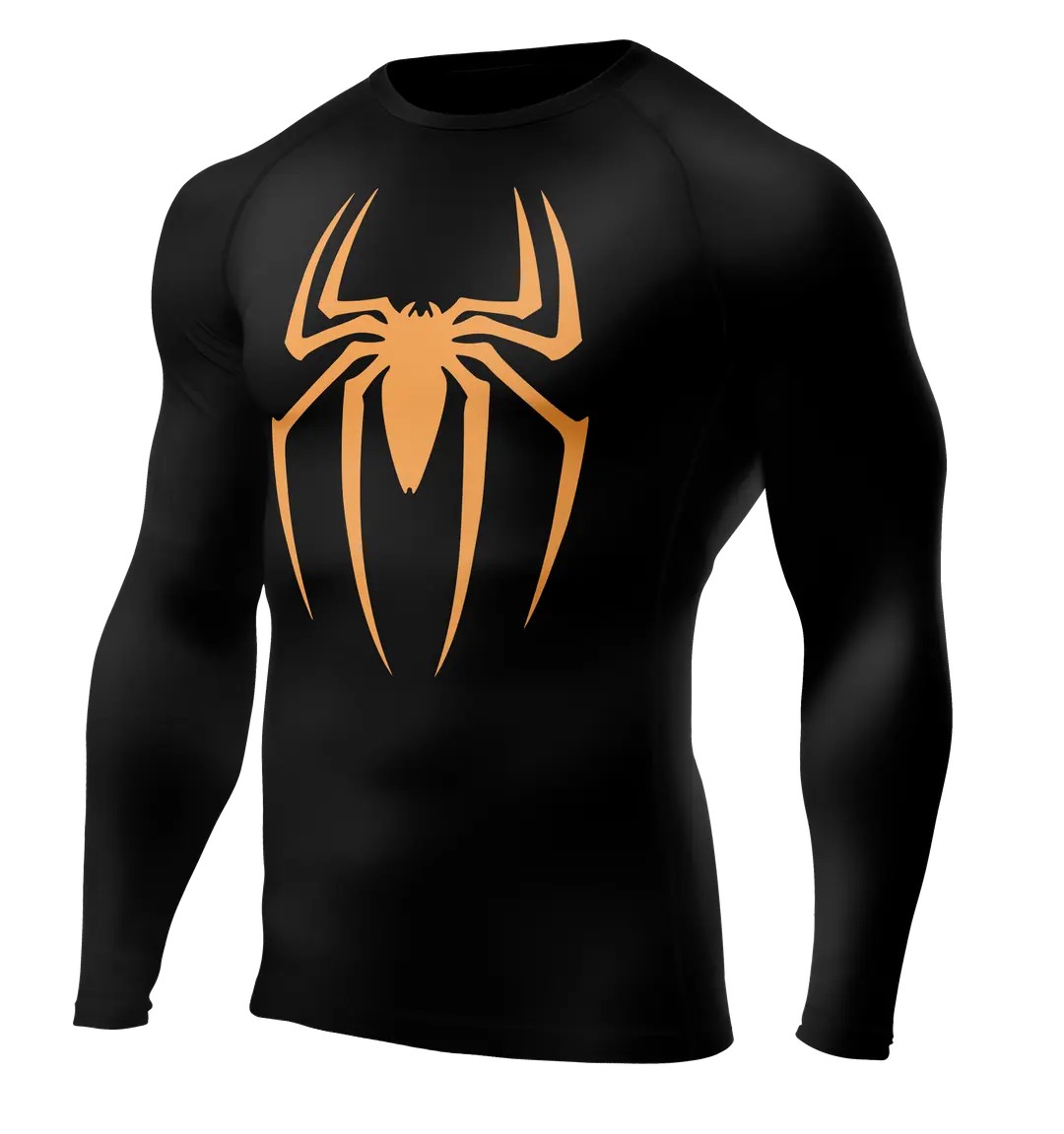 SPIDERMAN Siyah Long Sleeve Compression T-Shirt - GOLD