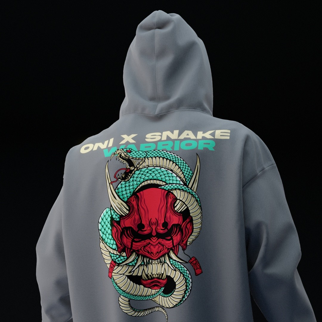 ONIxSNAKE Gri Oversize Hoodie