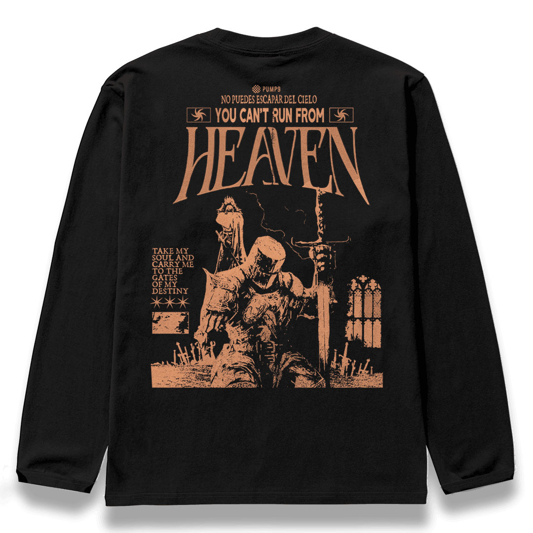 HEAVEN Siyah Oversize Kalıp Long Sleeve