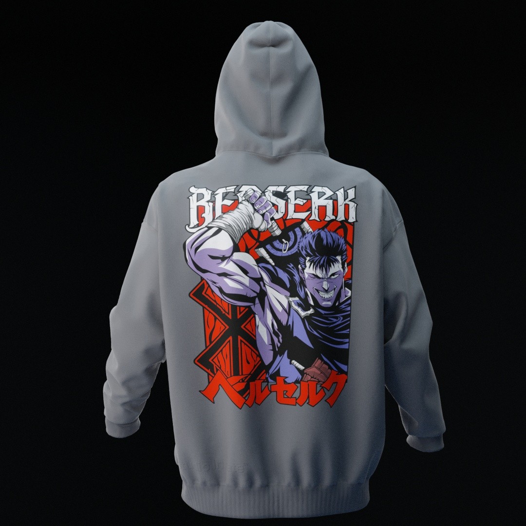 BERSERK Gri Oversize Hoodie