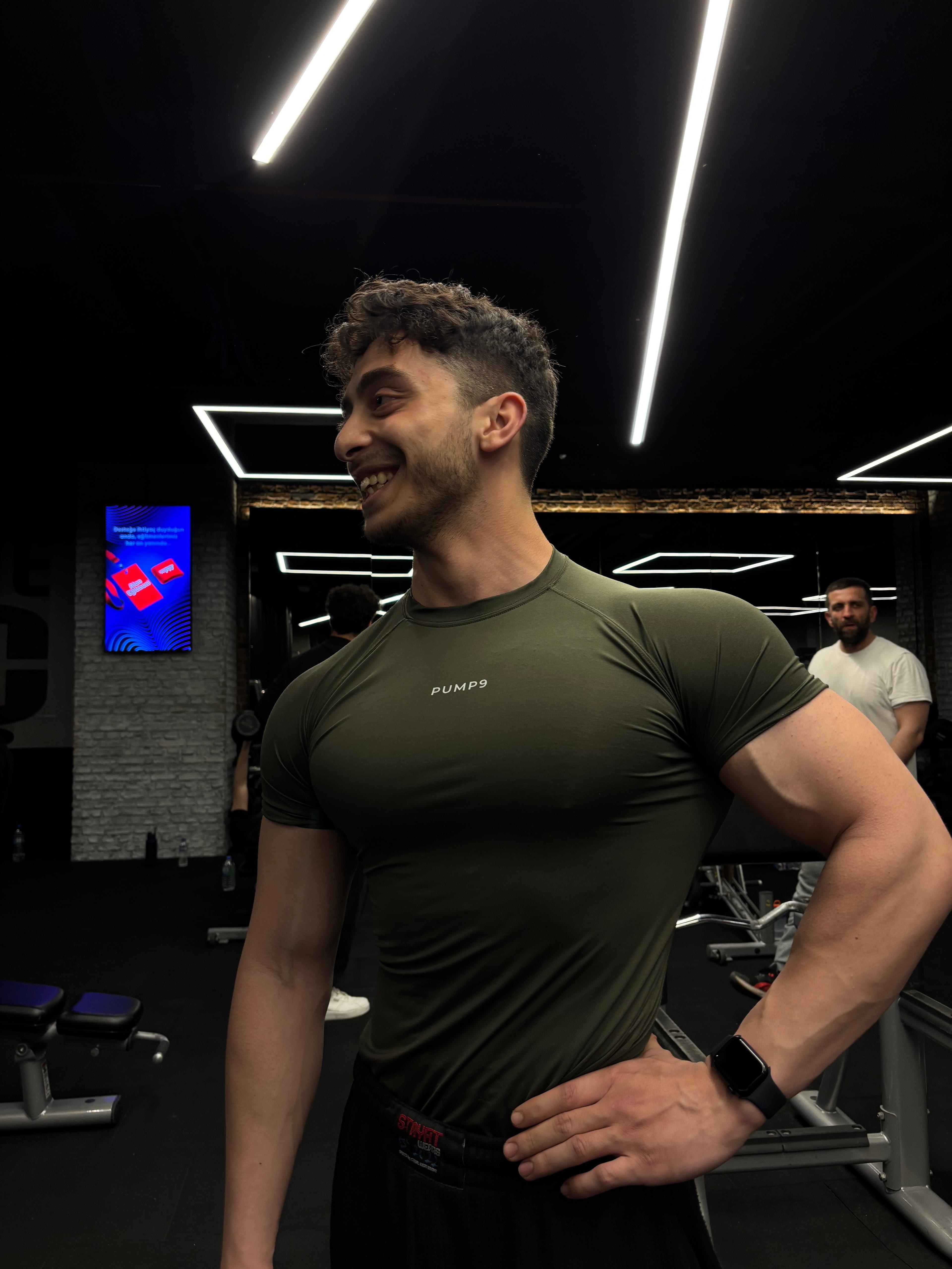 PUMP9 Haki Yeşili Short Sleeve Compression T-Shirt