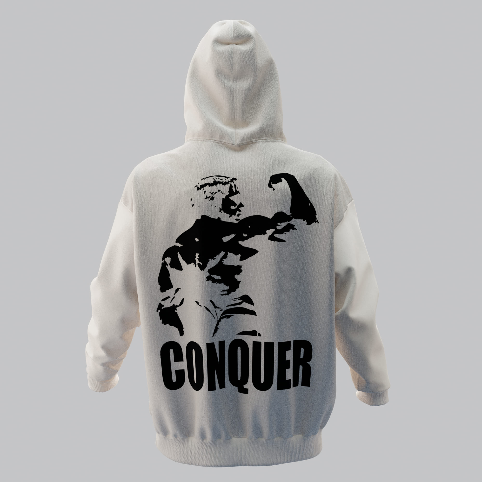 CONQUER Kırık Beyaz Oversize Hoodie