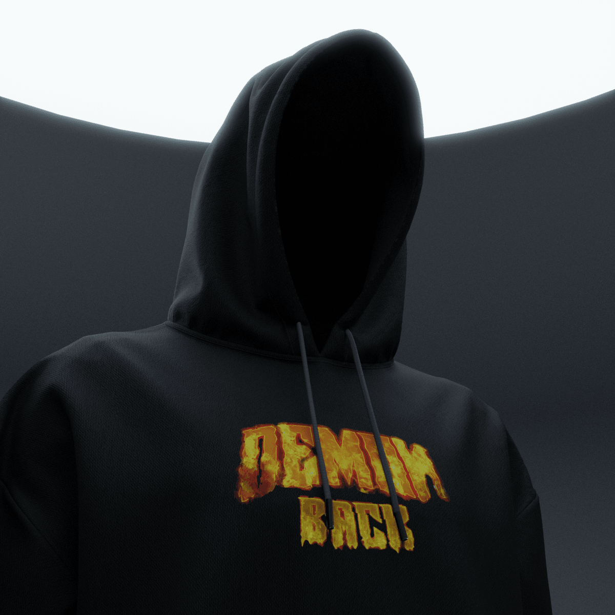 DEMONBACK Siyah Oversize Kalıp Hoodie