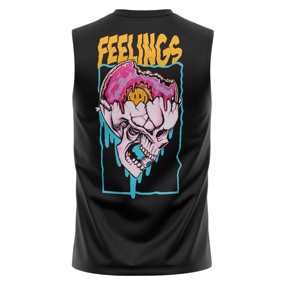 FEELINGS Siyah Regular Fit Sleeveless T-Shirt