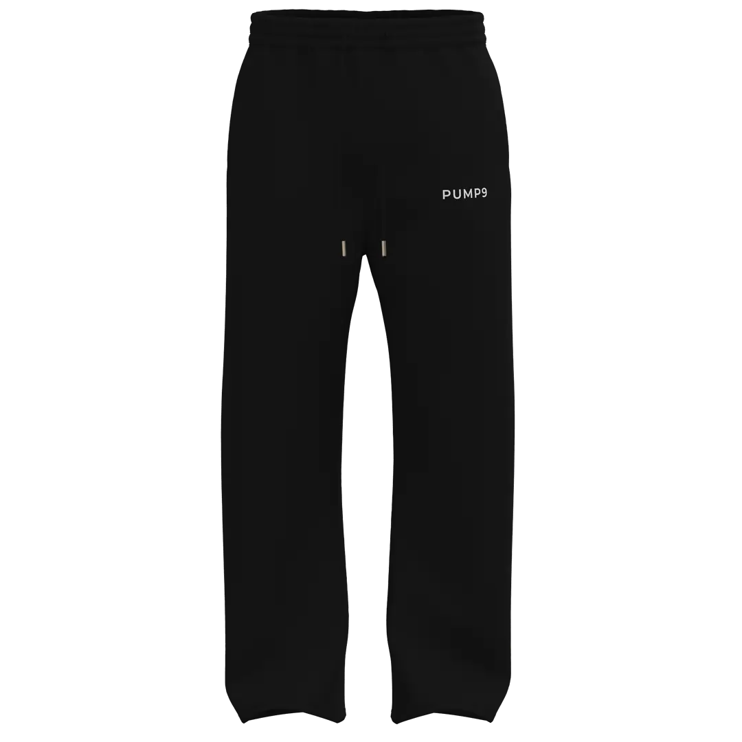 Pump9 Siyah Baggy Düz Paça Eşofman Altı