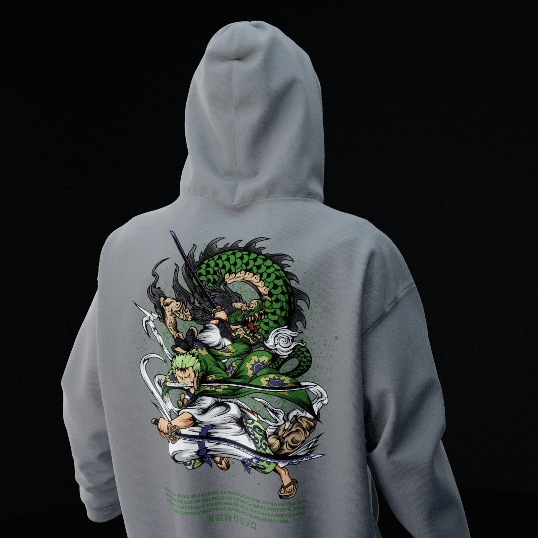 ZORO Gri Oversize Hoodie