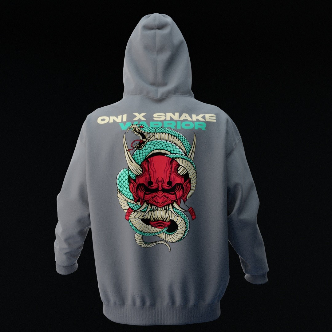 ONIxSNAKE Gri Oversize Hoodie