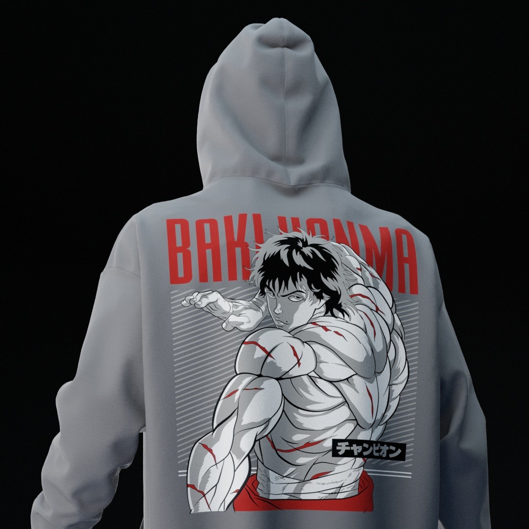 BAKI Gri Oversize Hoodie