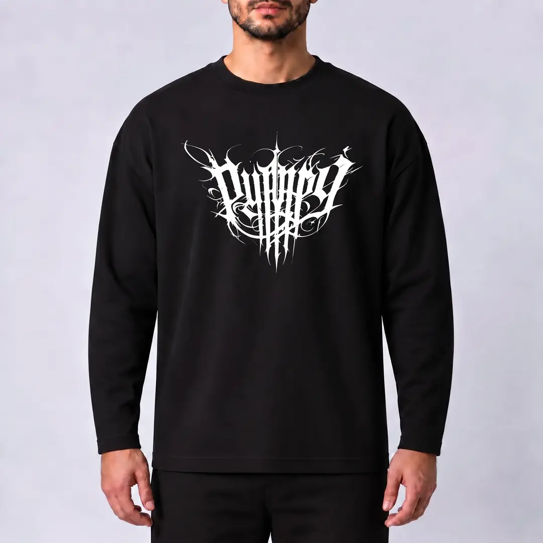 PUMP9® - PUMP9 VORTEX Siyah Oversize Long Sleeve T-Shirt
