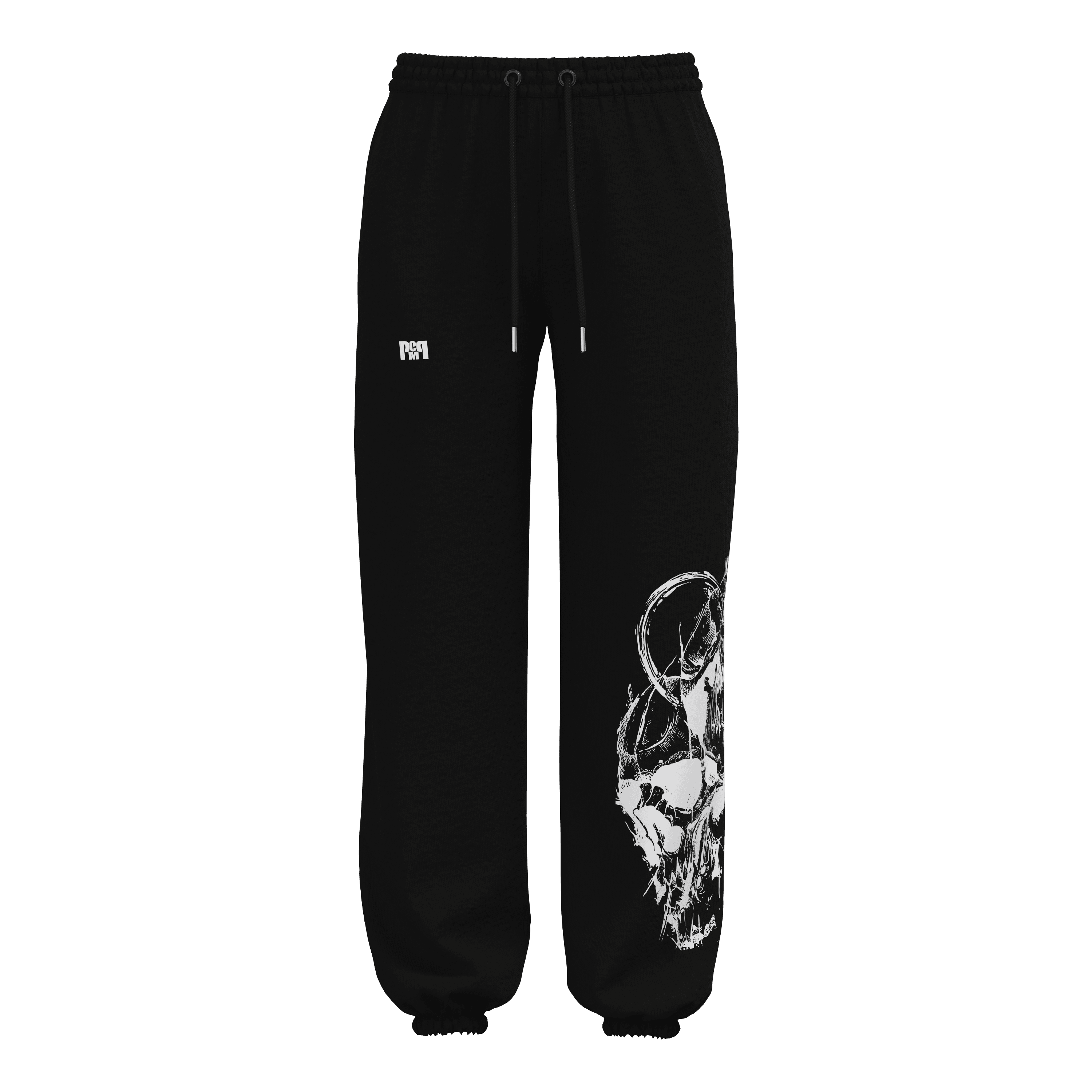 PUMP9 SKULL Siyah Baggy Lastikli Paça Eşofman 