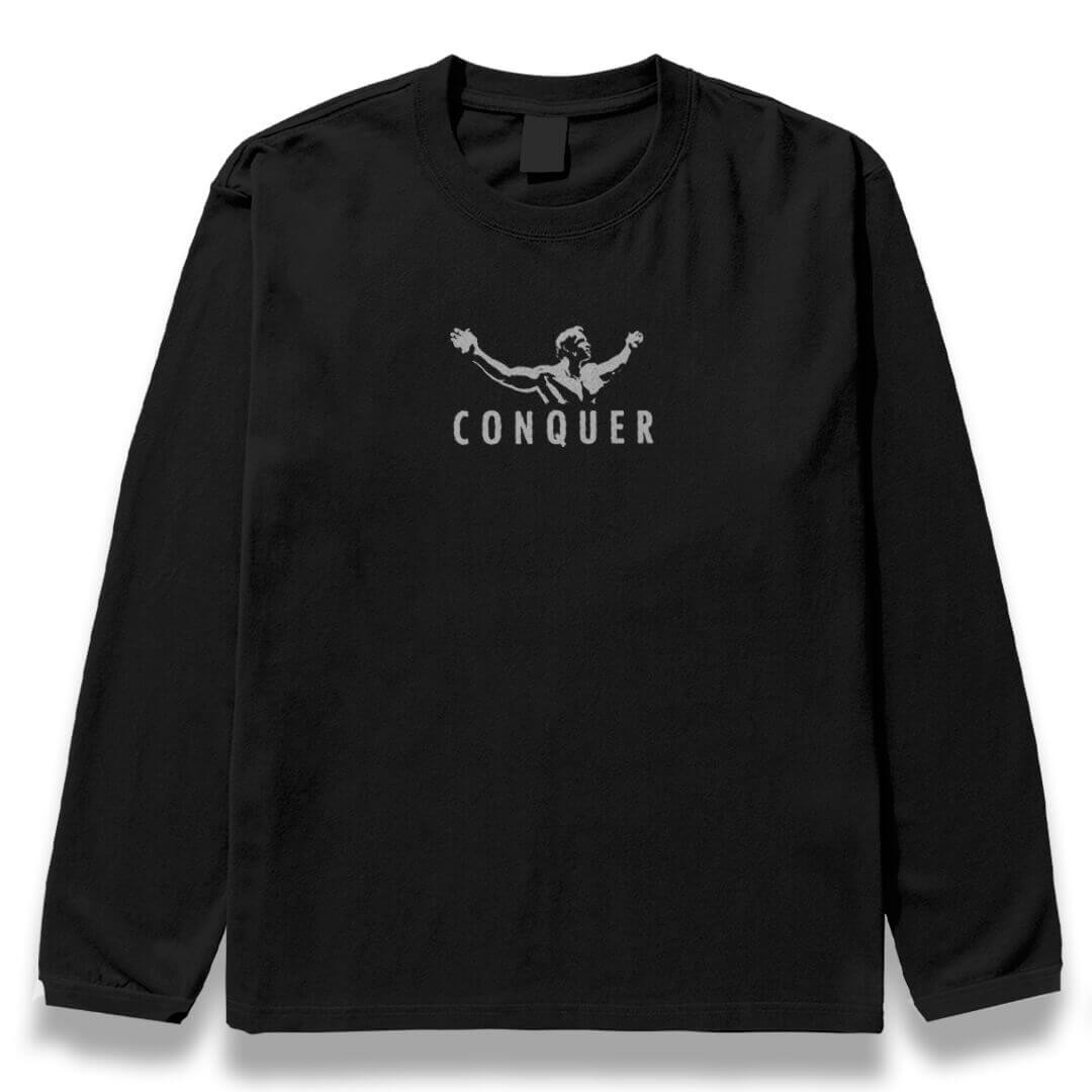 CONQUER Siyah Oversize Kalıp Long Sleeve