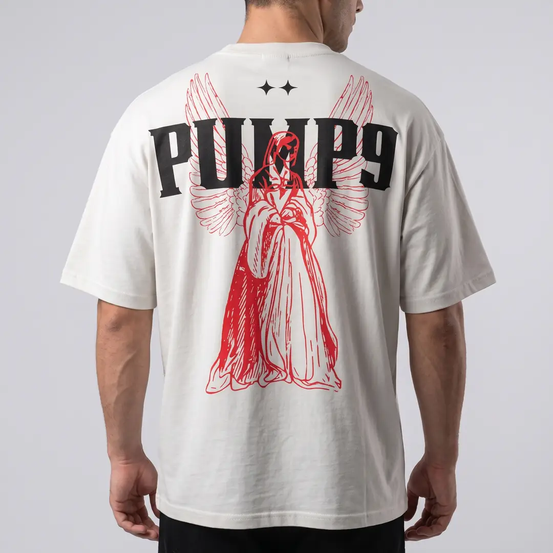 PUMP9® - ANGEL Kırık Beyaz Oversize T-Shirt