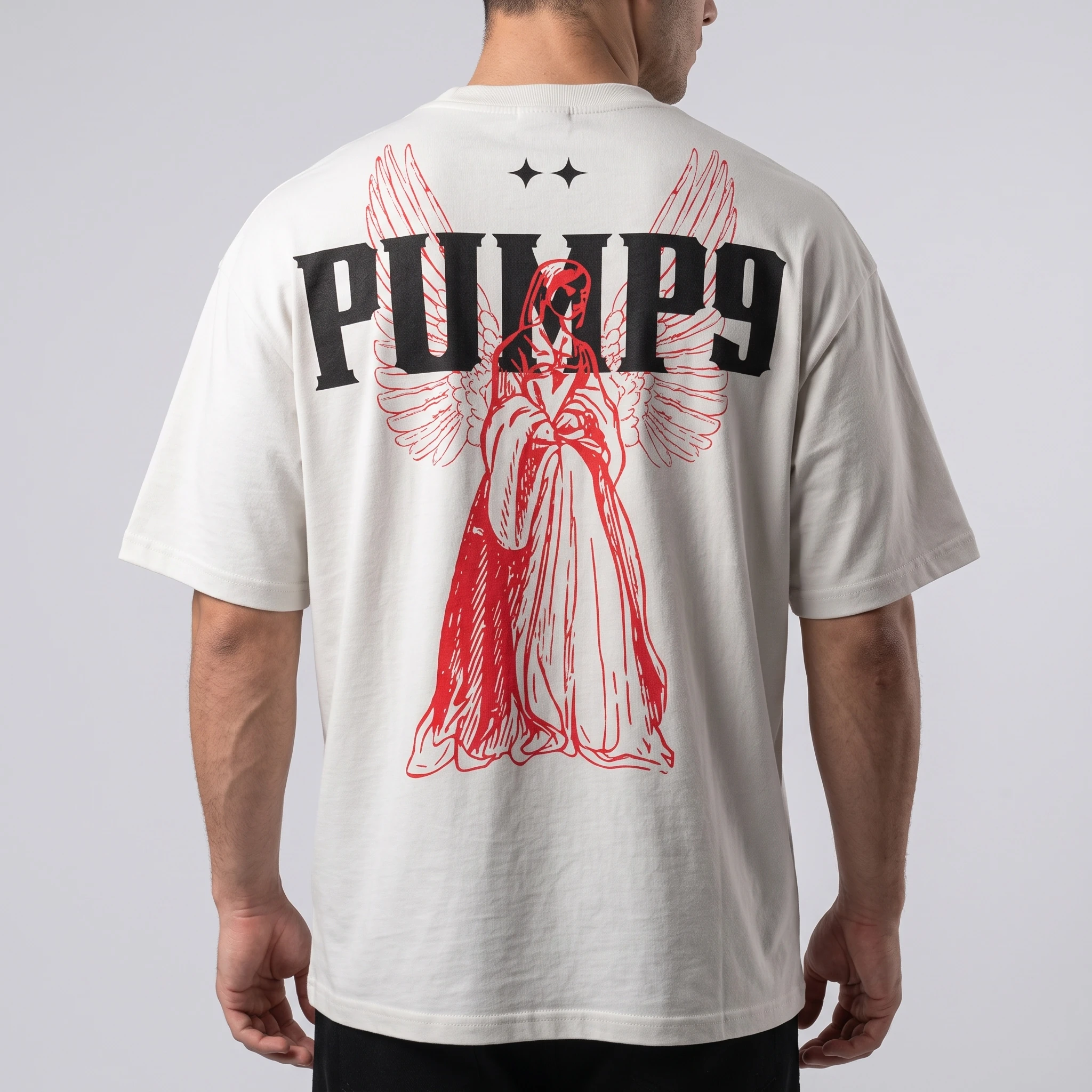 PUMP9® - ANGEL Kırık Beyaz Oversize T-Shirt