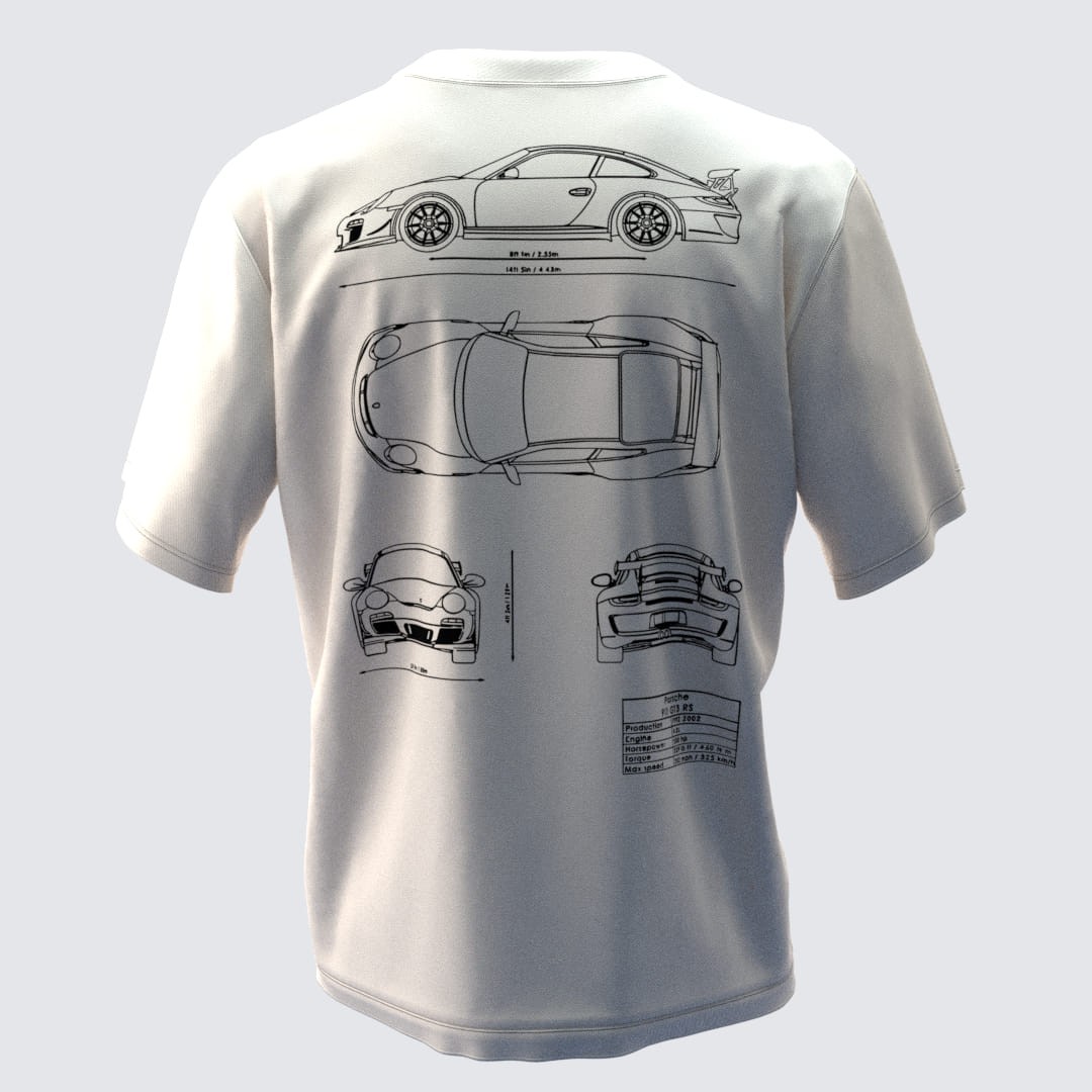 PORSCHE Kırık Beyaz Oversize T-Shirt