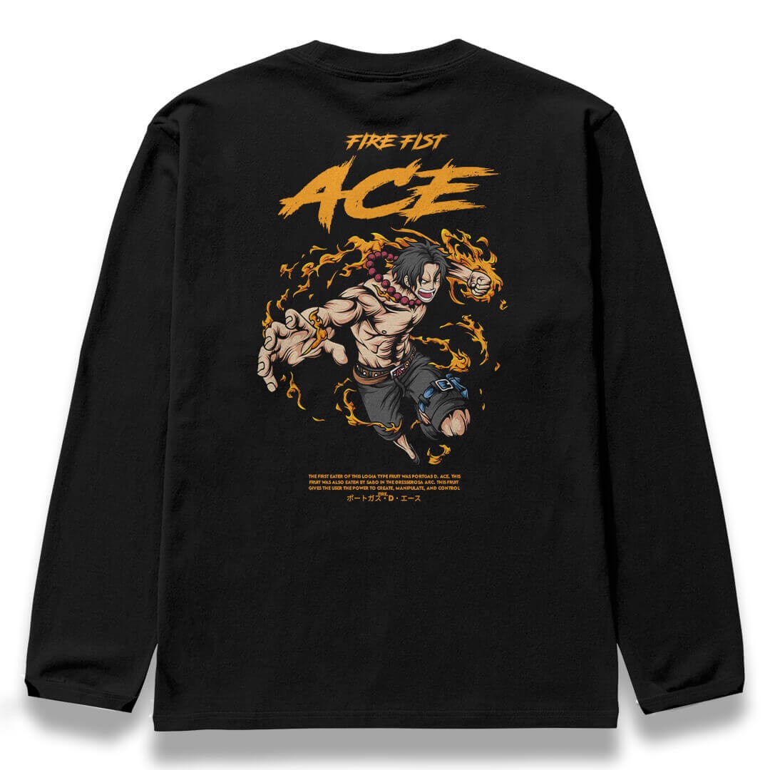 ACE Siyah Oversize Kalıp Long Sleeve