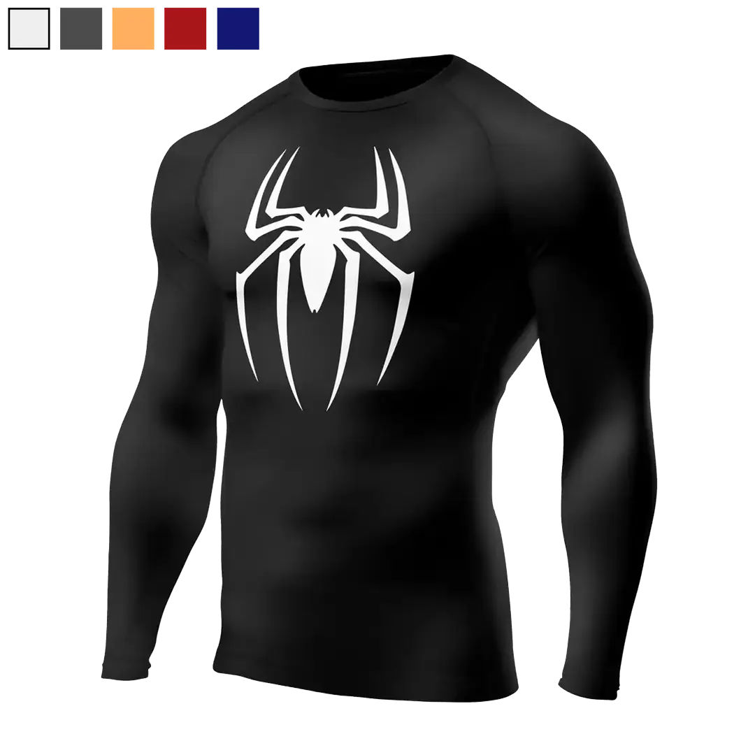 Spiderman Siyah Long Sleeve Compression T-Shirt