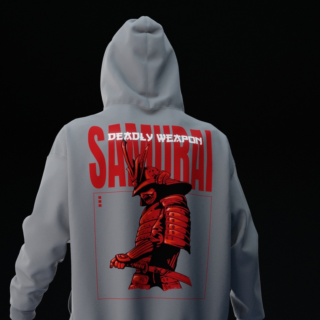 SAMURAI Gri Oversize Hoodie