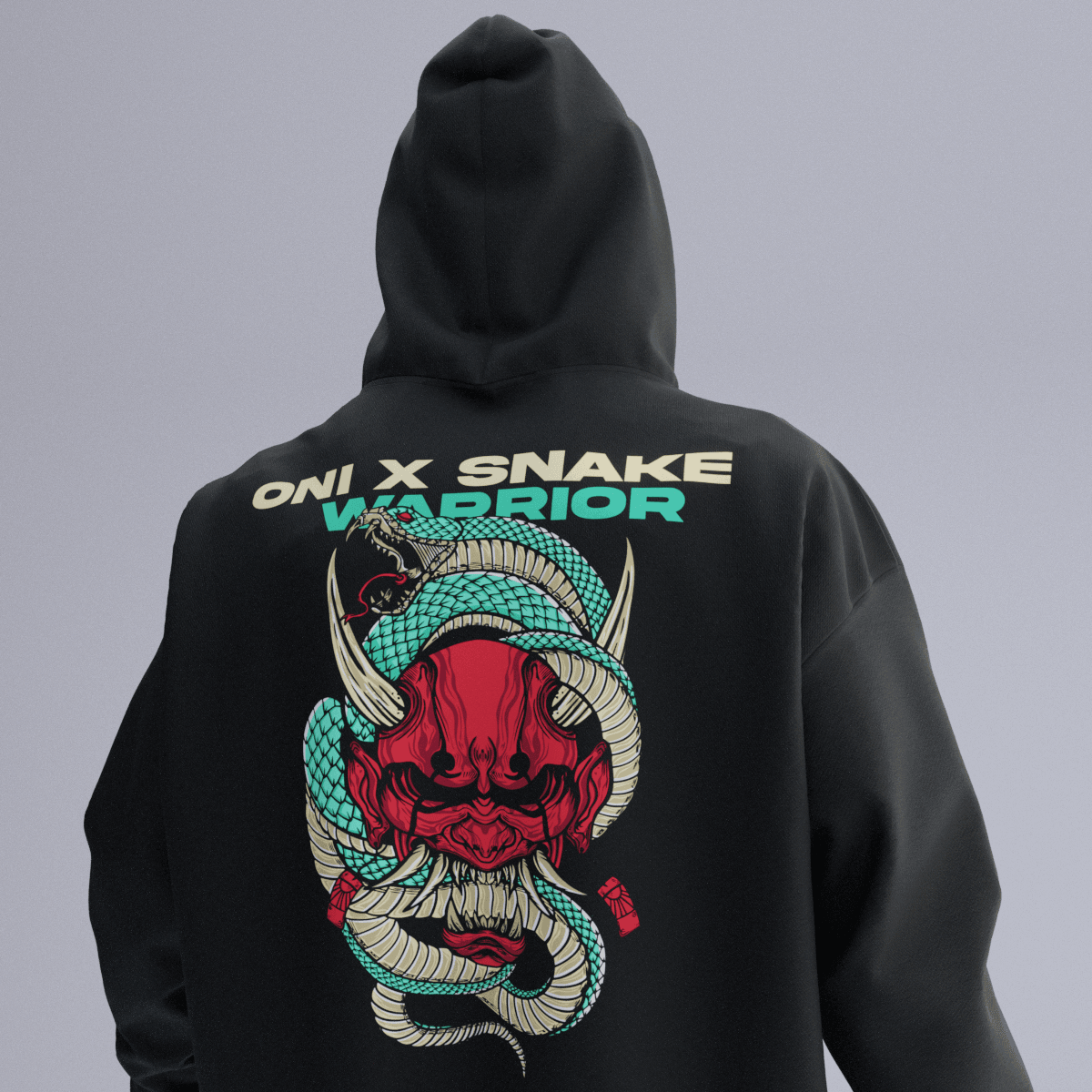 ONIxSNAKE Siyah Oversize Kalıp Hoodie