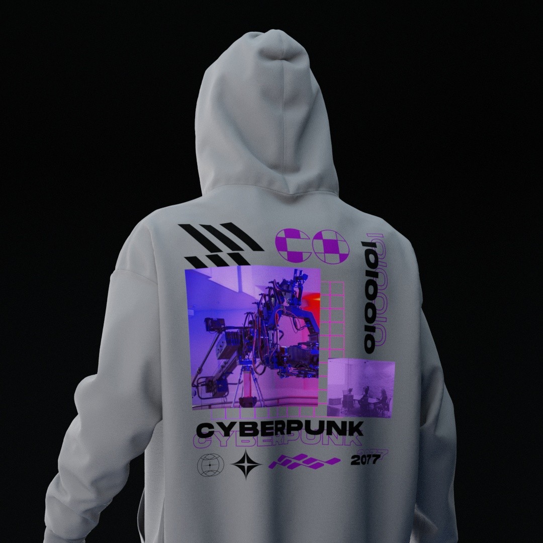 CYBERPUNK Gri Oversize Hoodie