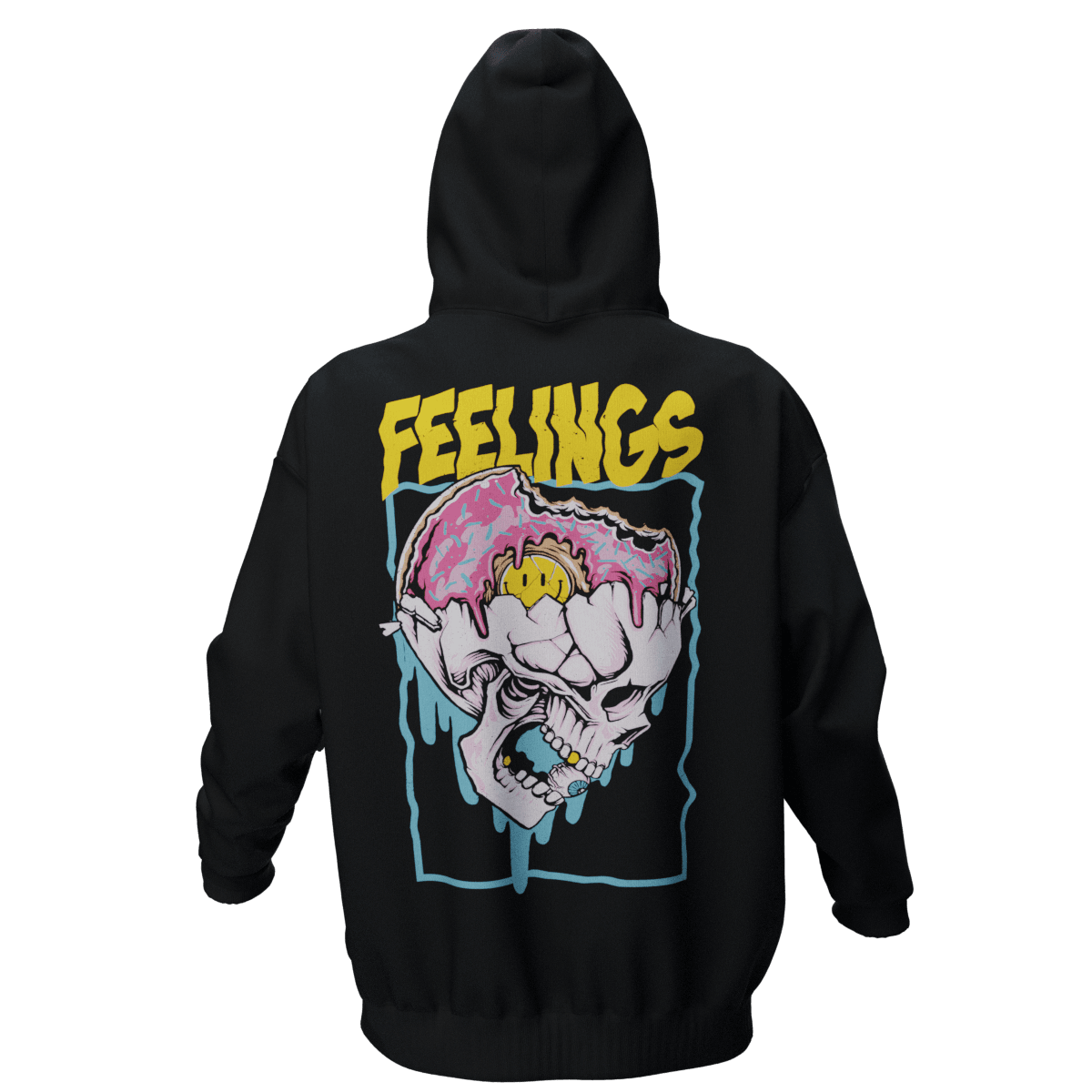 FEELINGS Siyah Oversize Kalıp Hoodie