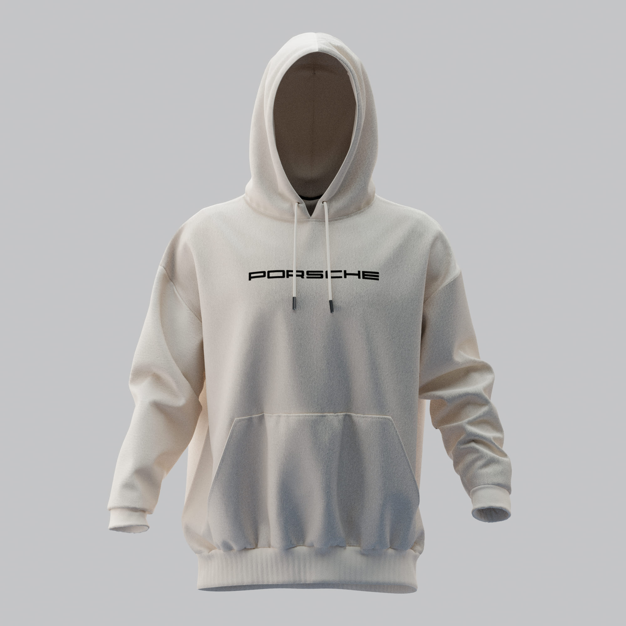 PORSCHE Kırık Beyaz Oversize Hoodie