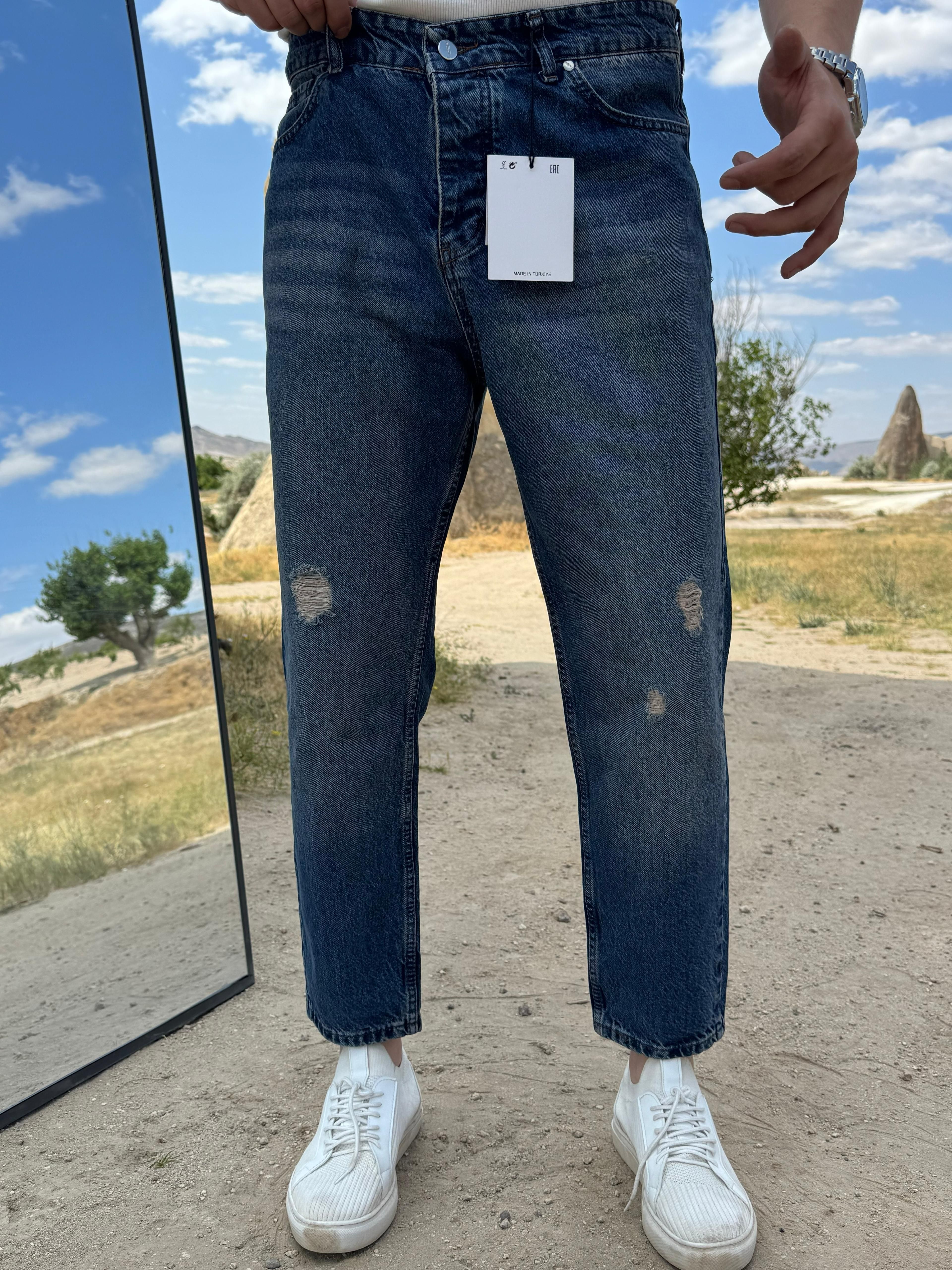 KEP YIRTMAÇLI BOYFRİEND KOT PANTOLON CV 8238