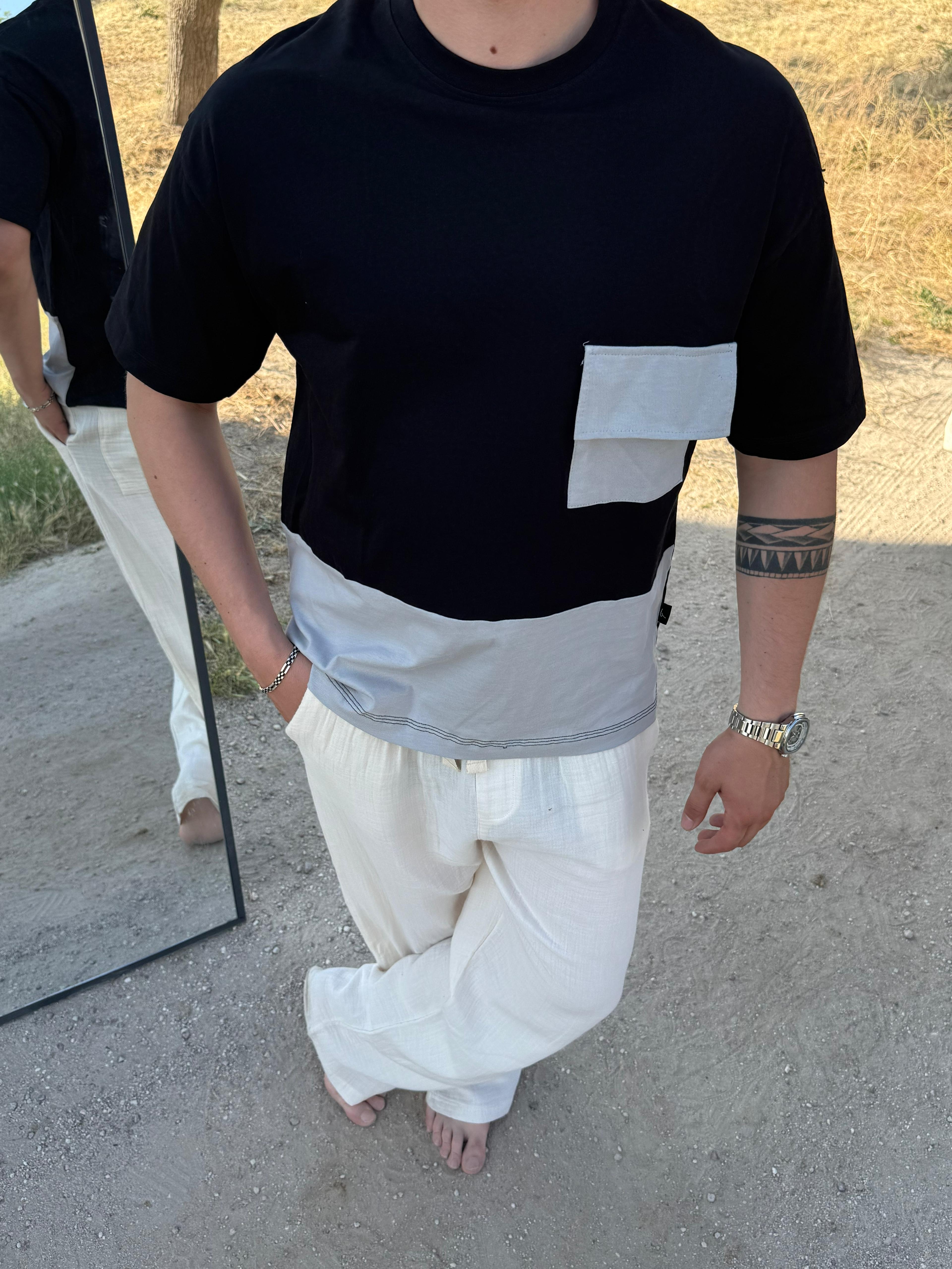 CEP DETAY OVERSİZE T-SHİRT 50