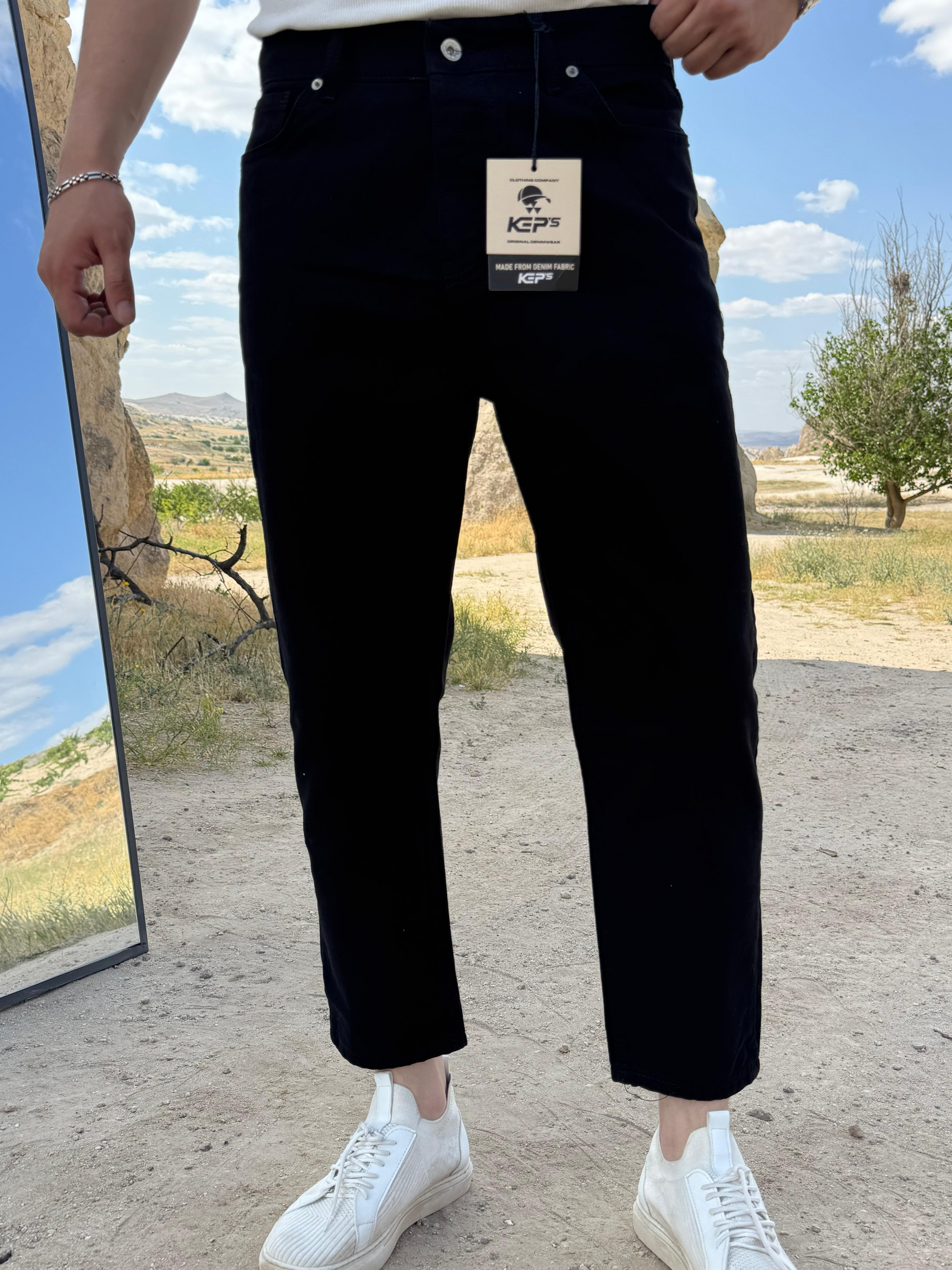 KEP DÜZ BOYFRİEND KOT PANTOLON CV 8138