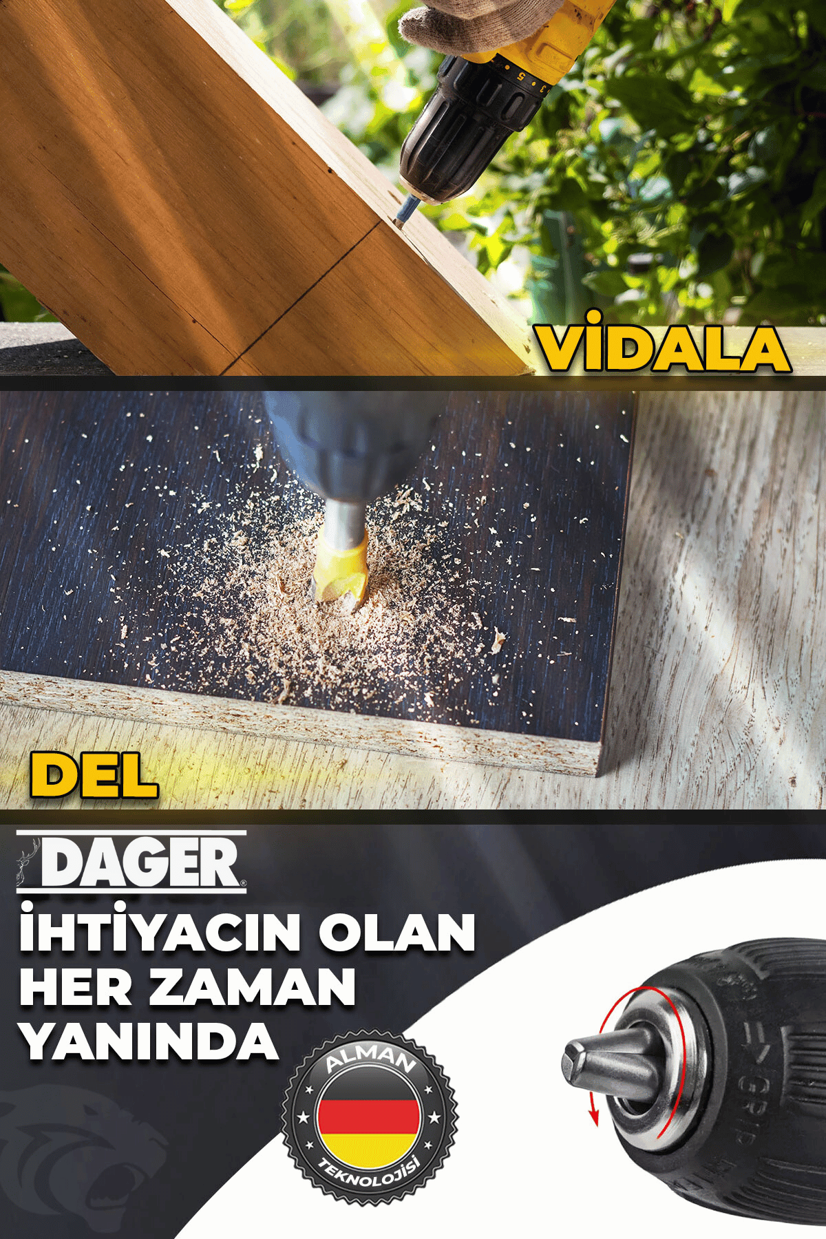 Dager Model E Darbeli Matkap 24 V 5 Ah Metal Şanzıman Çift Akülü Şarjlı Matkap Vidalama 24 Parça Set + Pas Sökücü