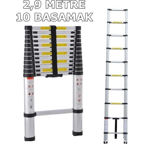 Ebax Merdiven 10 Basamaklı Teleskopik 2.9 mt