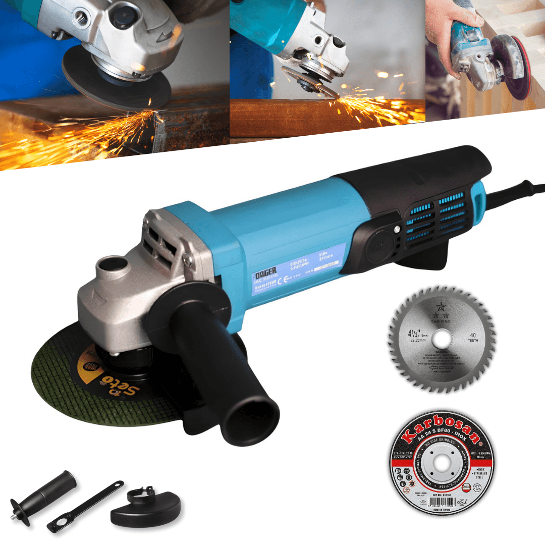 DAGER 550 W 125 Mm Bakır Sargılı Spiral Avuç Taşlama Makinası İnox Kesici ve Sunta Kesme HEDİYE