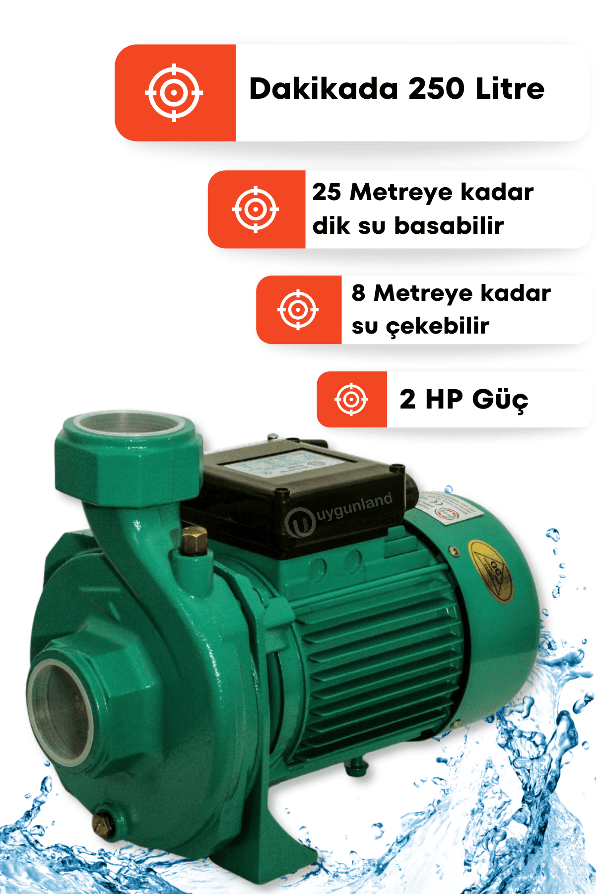 Dager SCM80 Su Dinamosu 2 Hp Elektrikli Su Motoru Santrifüj Pompa 100 Mt Yatay 25 Mt Dikey Basma - Hediye Setli