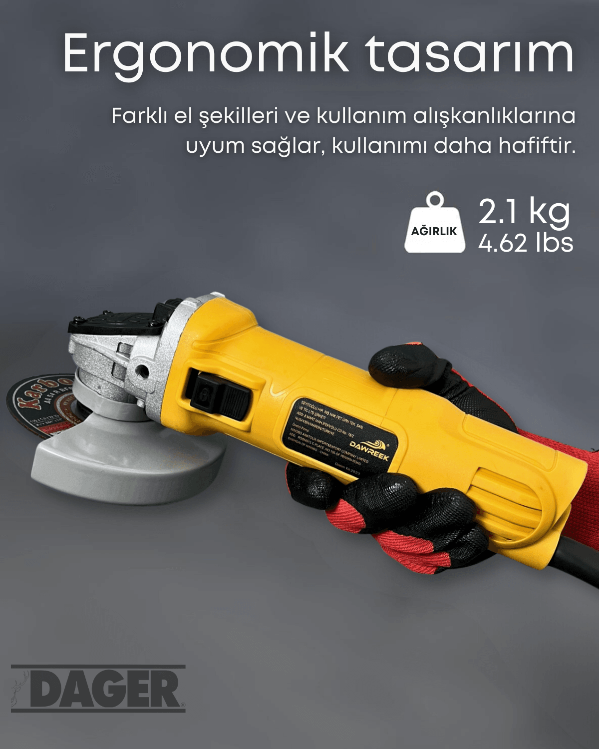 Dager DW 720 W Bakır Sargılı 115 Mm Devir Ayarlı Spiral Avuç Kesme Ve Taşlama Makinesi İnox Kesme ve Flap Disk Taş