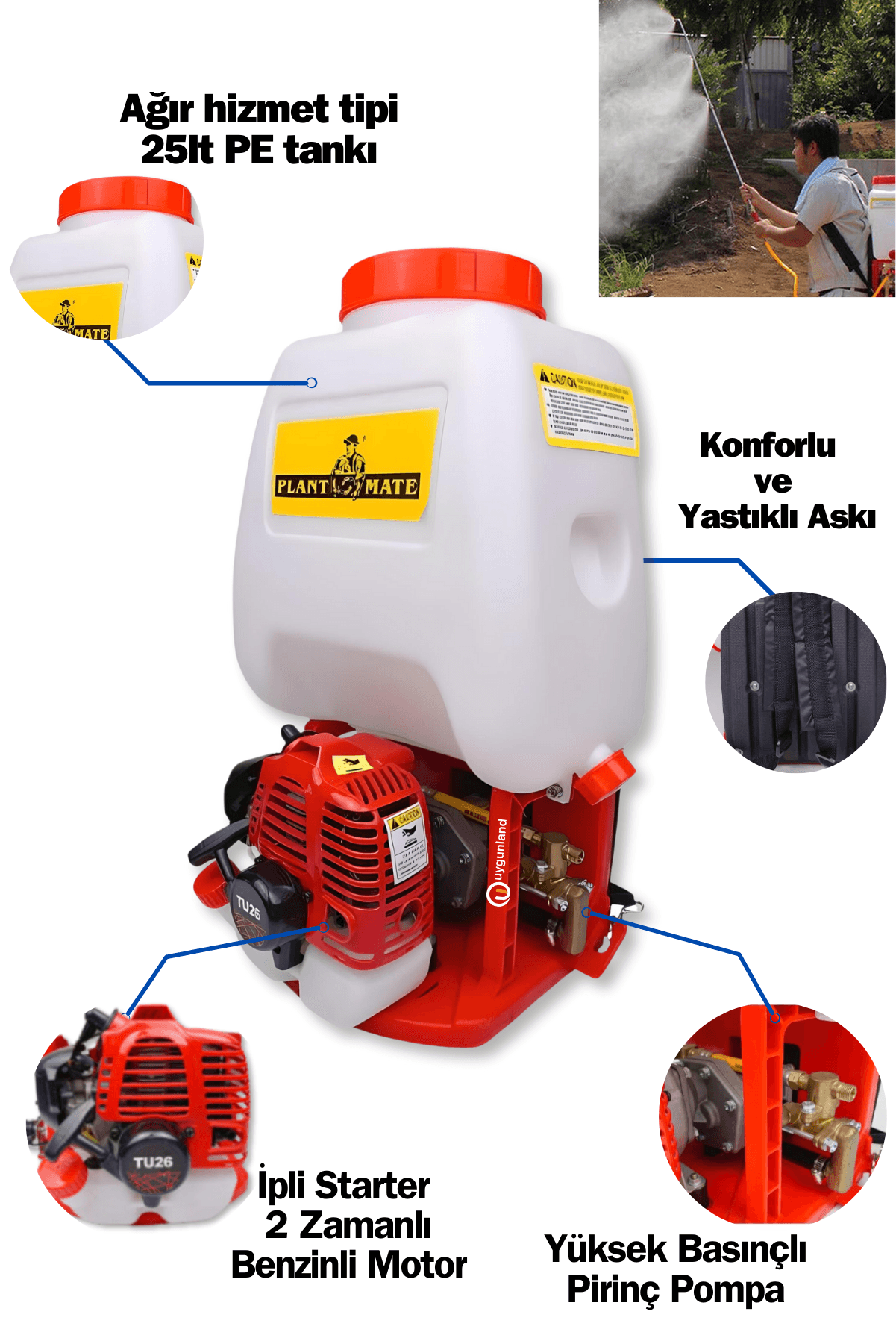 Plant Mate TF-768 Sırt Tipi 25 lt Benzinli İlaçlama Makinesi