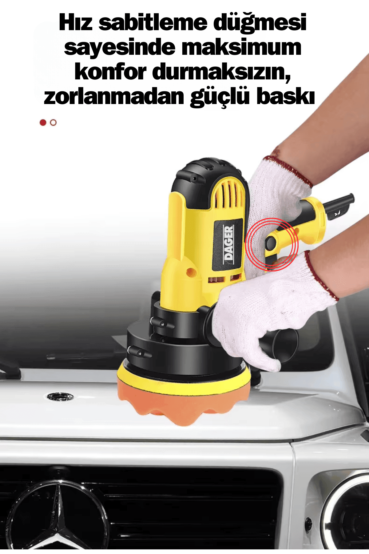 Dager DGR-6682 Profesyonel 450W Devir Ayarlı Zımpara Araba Pasta Cila Parlatma Koltuk Yıkama 125 Mm Polisaj Makinesi