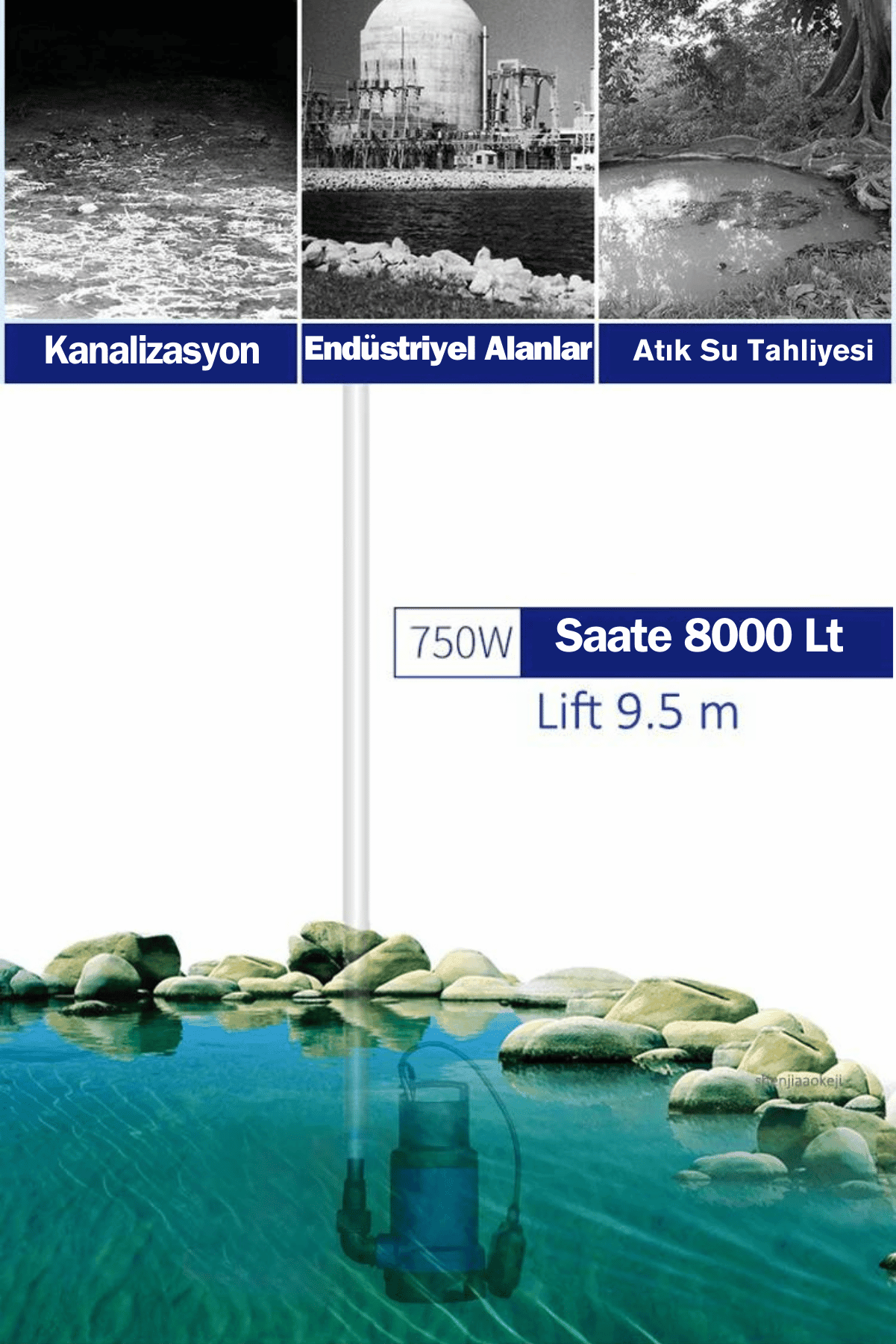 Dager QSB 750 Watt Yüksek Kalite Su Dalgıç Pompası Kirli Temiz Yüzme Havuzu Gölet Sel Su Aktarma Pompası - Hediye Setli