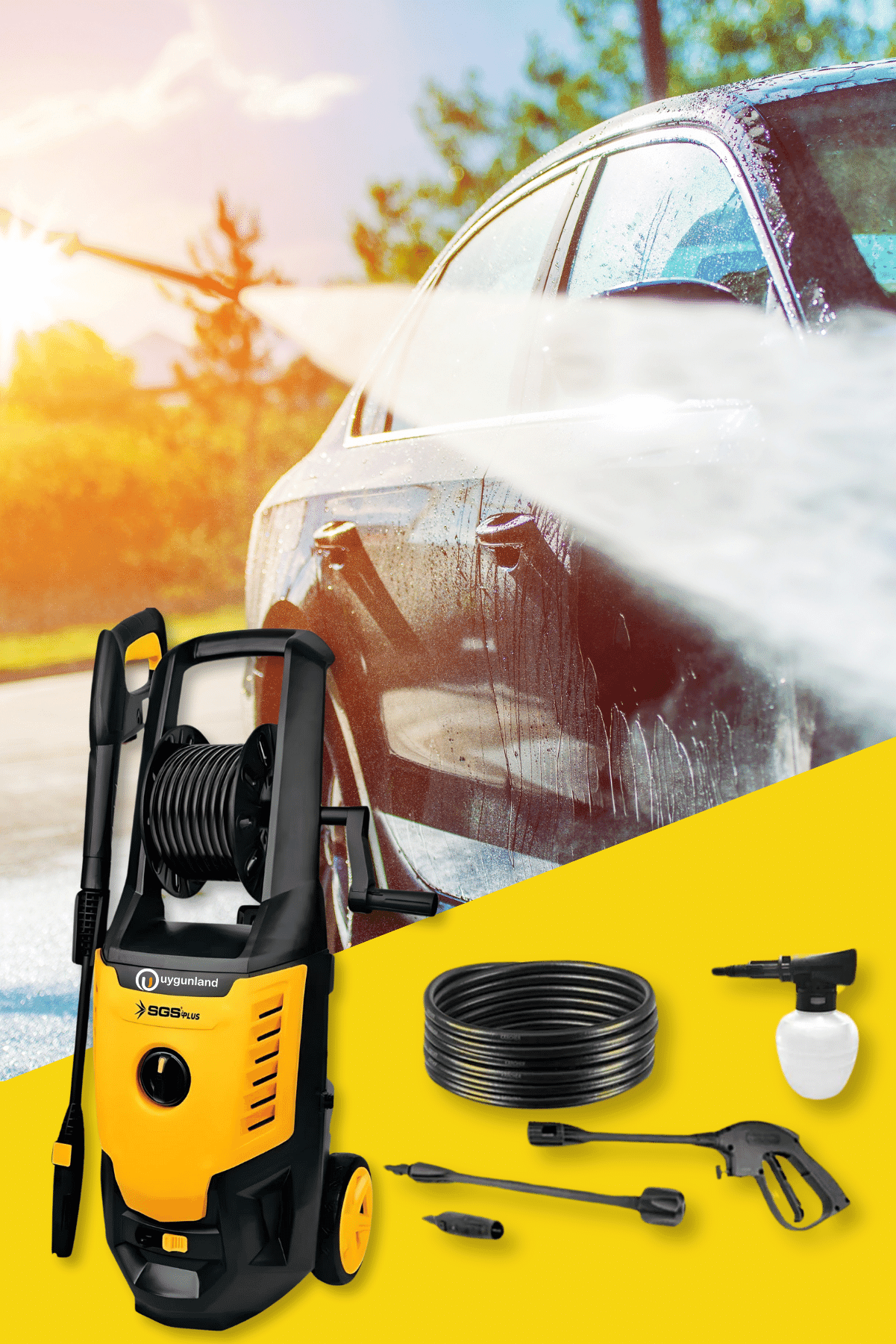 Sgs Plus Profesyonel 150 Bar 1800 Watt Yüksek Basınçlı Bahçe ve Oto Yıkama Makinesi Yeni Sistem