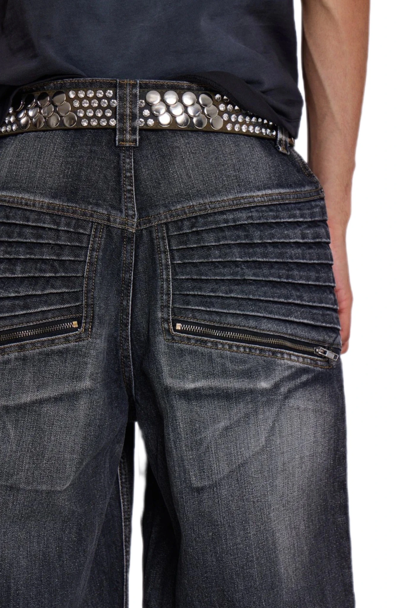 Washed Black Crash Biker Colossus Jeans