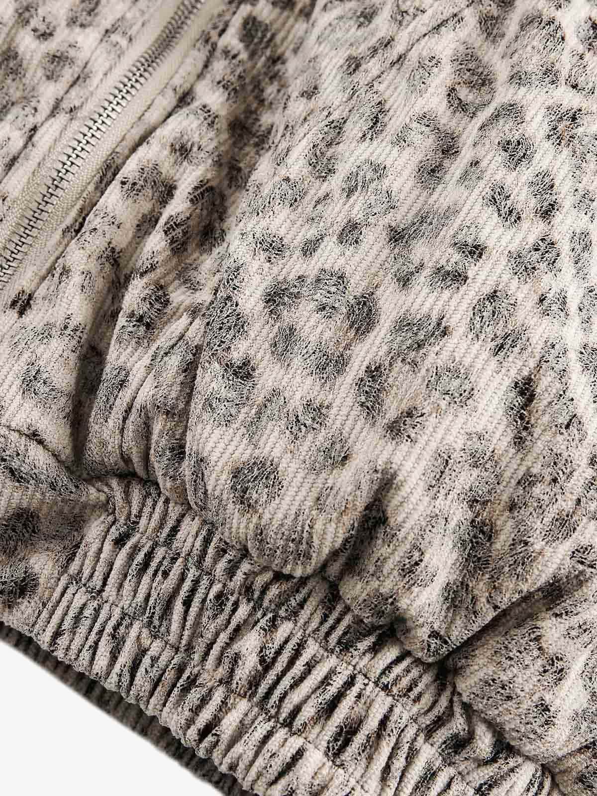 Cotton Cheetah Print Mink Hooded Jacket