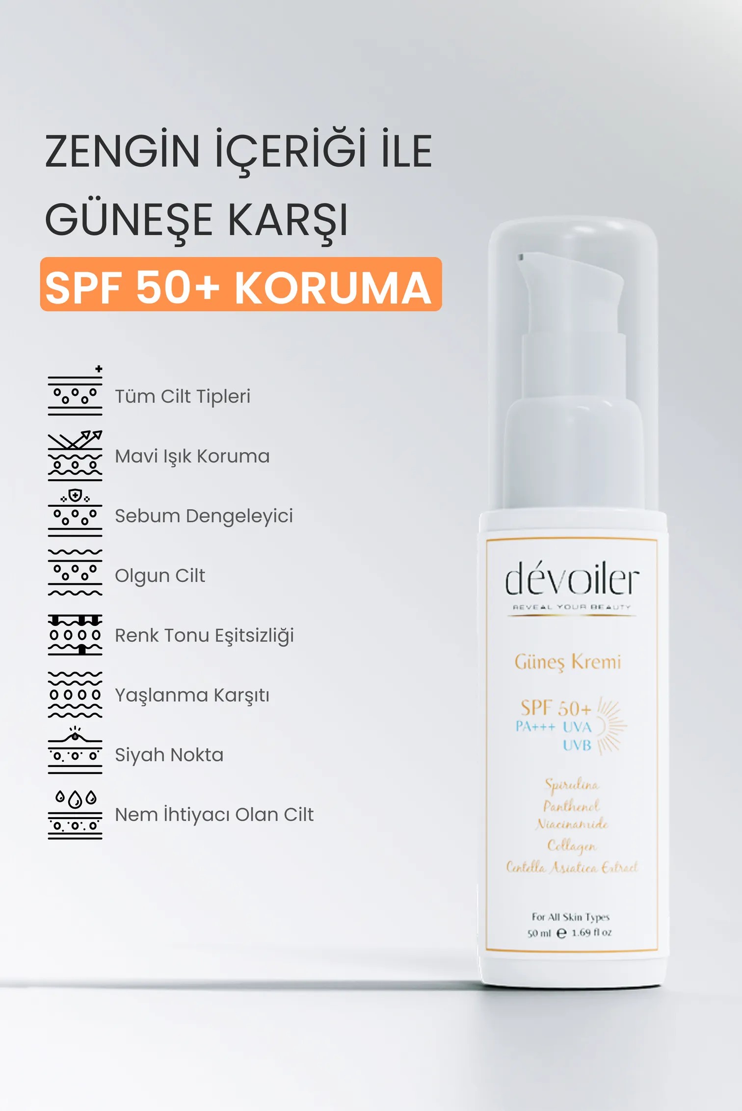 SPF 50+ Yüksek UV Koruma Güneş Kremi 2'Li Paket