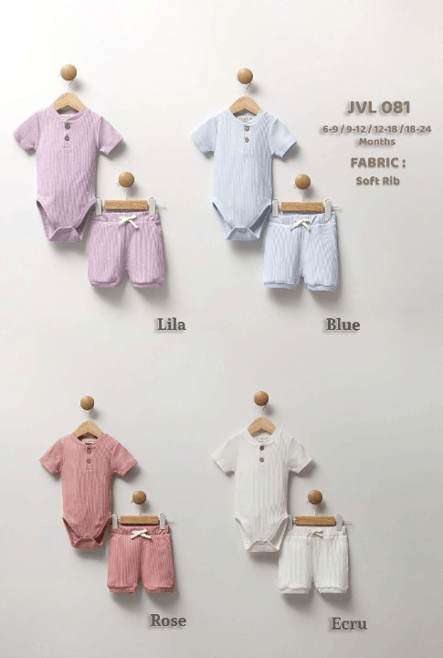 Soft Rib Fabric Baby's Bodysuit Short Set