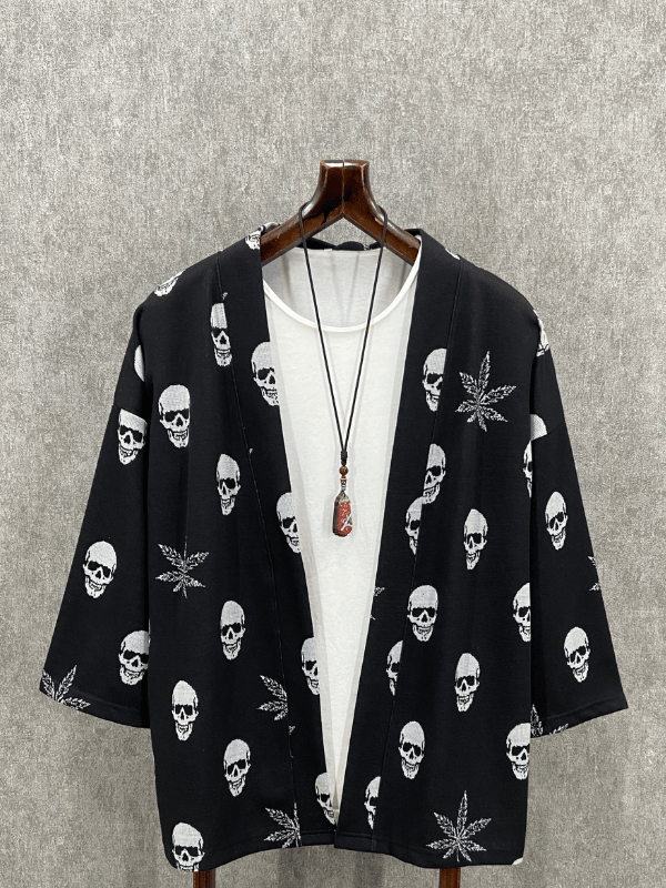 Oversize Bohem Skull Desenli Kimono