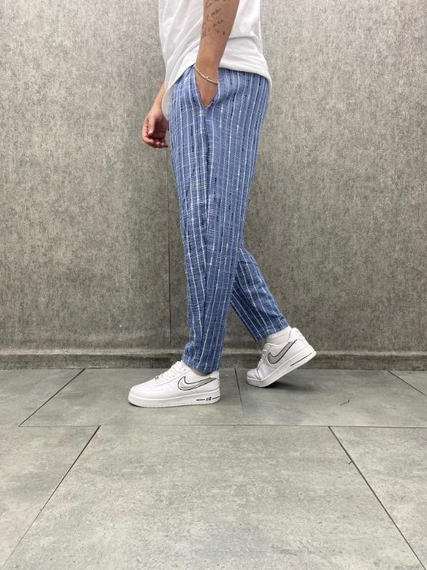 Beli Lastikli Bohem Baggy Çizgili Pantolon
