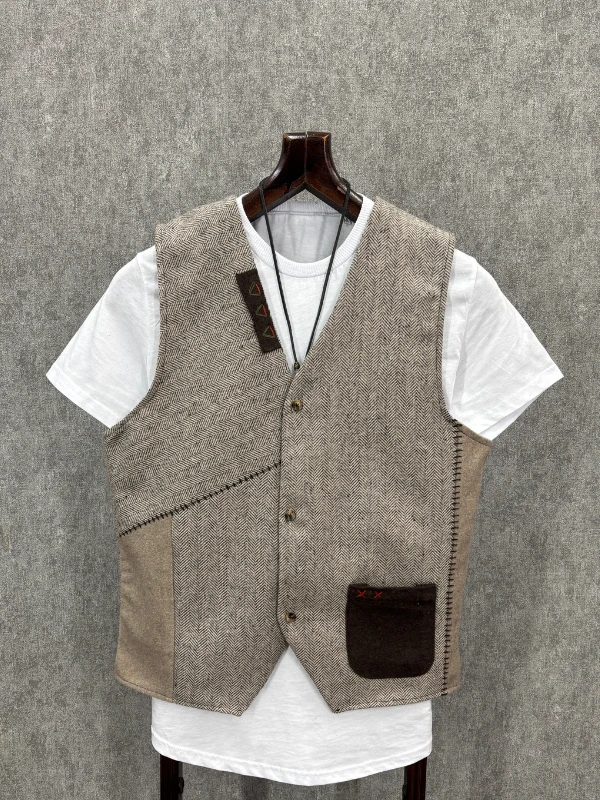 Regular El İşi Detaylı Desenli Pamuk Kaşe Yelek