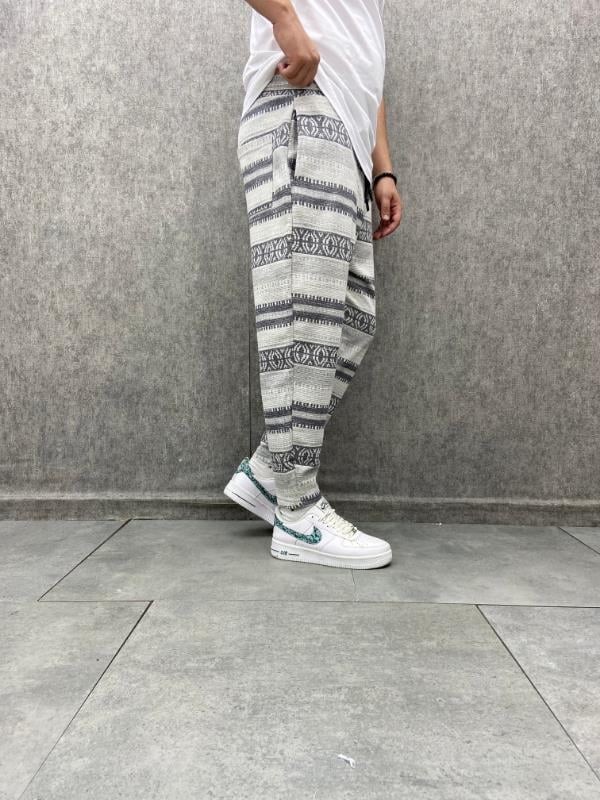 Beli Lastikli Aztek Desenli Bohem Baggy  Pantolon