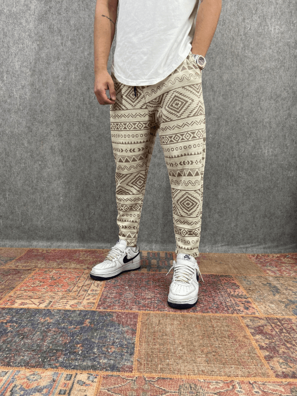 Beli Lastikli Desenli Bohem Baggy Pantolon