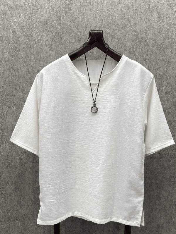 Süper Oversize Pamuk Keten Beyaz Tshirt