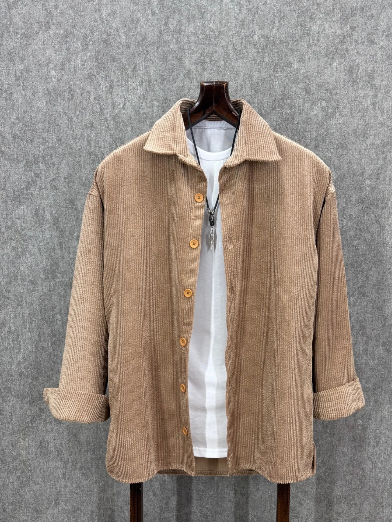 Oversize Toprak Kadife Gömlek